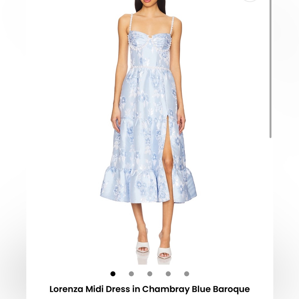 V. Chapman Lorenza Midi Dress Blue Chambray Baroque